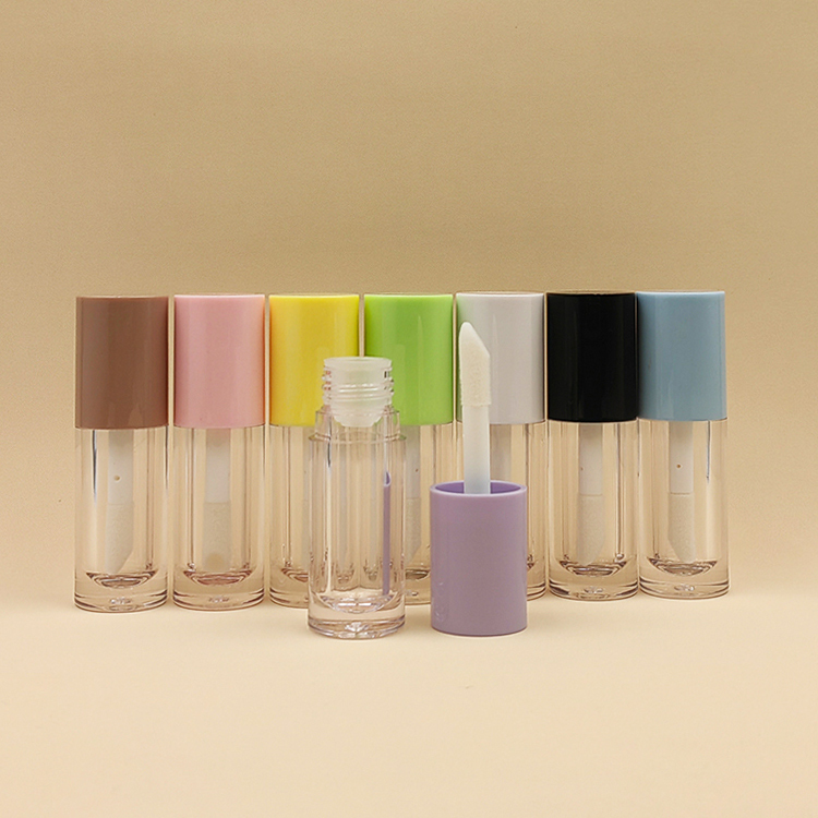 Custom 6ml colorful lip gloss tubes with big brush big wand Cosmetic Packaging empty lip gloss bottles thick wand with big brush