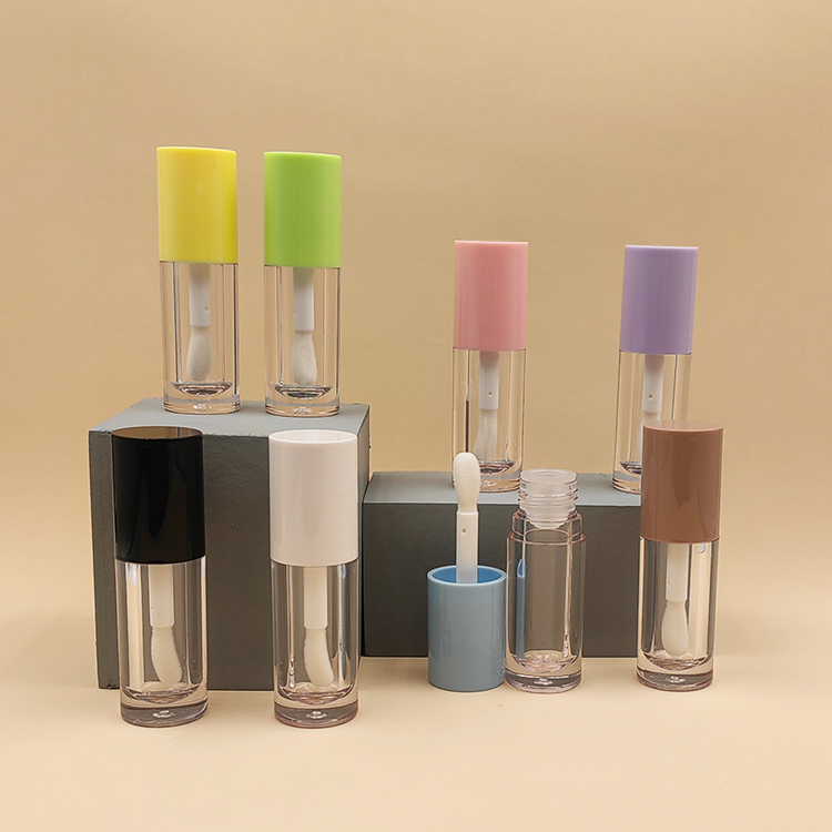 Wholesale Custom 6ml Round chunky brush big wand lip gloss tube Empty Cosmetic Packaging big wand lip gloss bottles big brush
