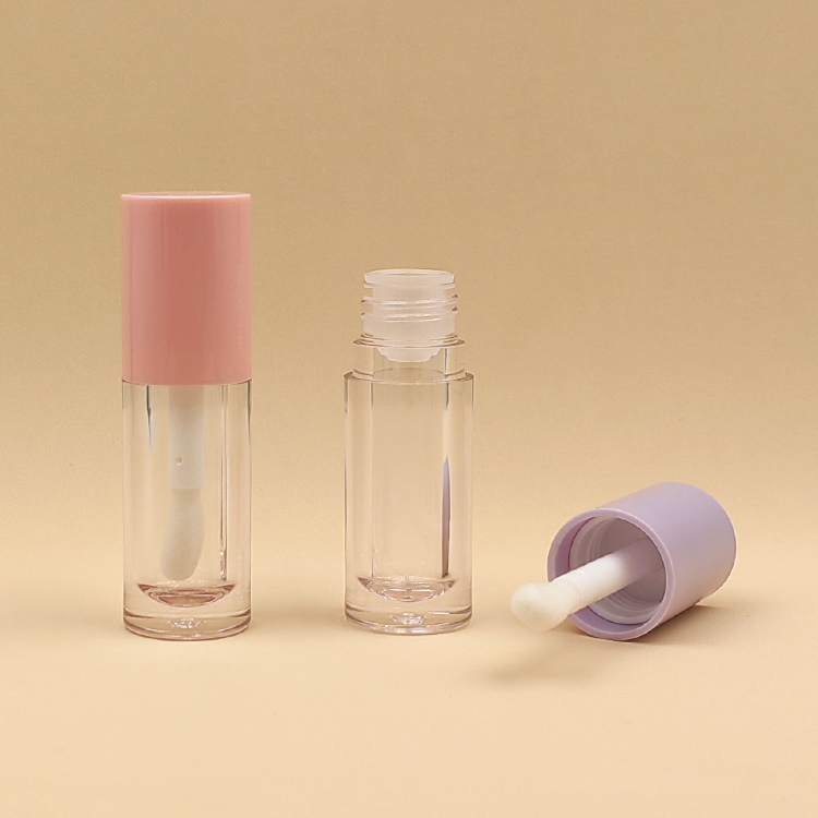 Wholesale Custom 6ml Round chunky brush big wand lip gloss tube Empty Cosmetic Packaging big wand lip gloss bottles big brush