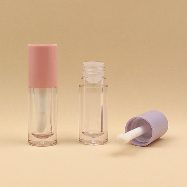 Wholesale Custom 6ml Round chunky brush big wand lip gloss tube Empty Cosmetic Packaging big wand lip gloss bottles big brush