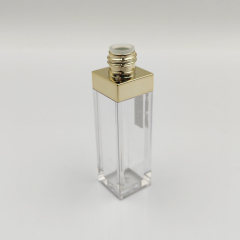 Wholesale Custom stylish designed PETG square black lip gloss bottles empty 7ml Brush Cosmetic Packaging luxury lip gloss tubes