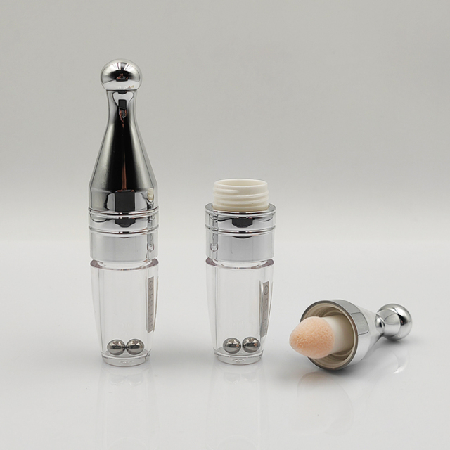 Stylish Wholesale Custom 6ml crystal wave empty lips gloss wand tube with stainless steel balls exotic empty lip gloss bottles