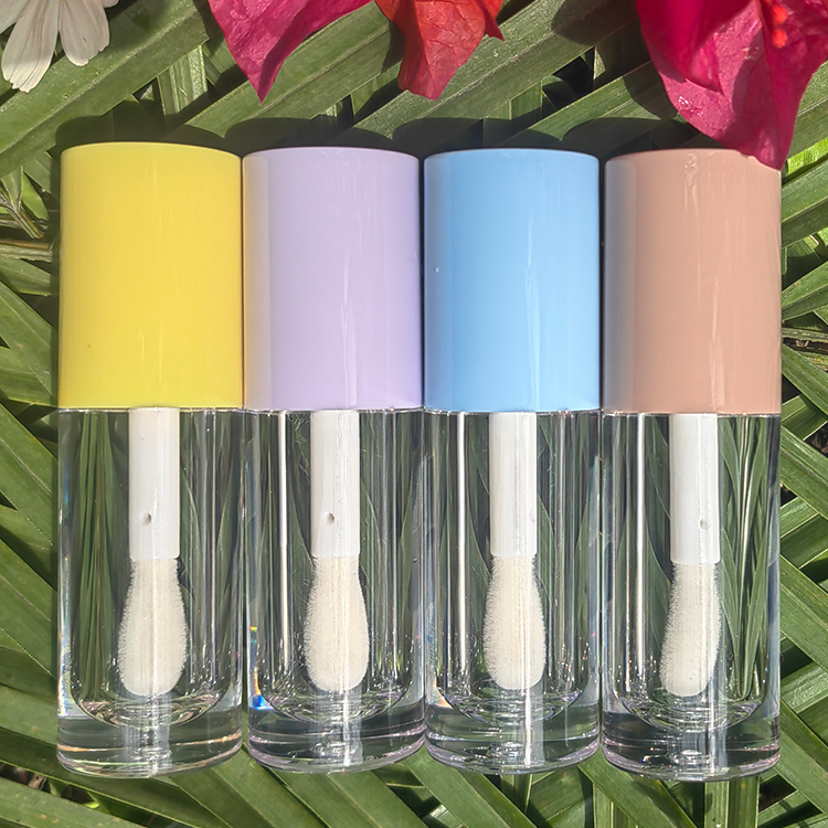 Wholesale Custom 6ml Round chunky brush big wand lip gloss tube Empty Cosmetic Packaging big wand lip gloss bottles big brush