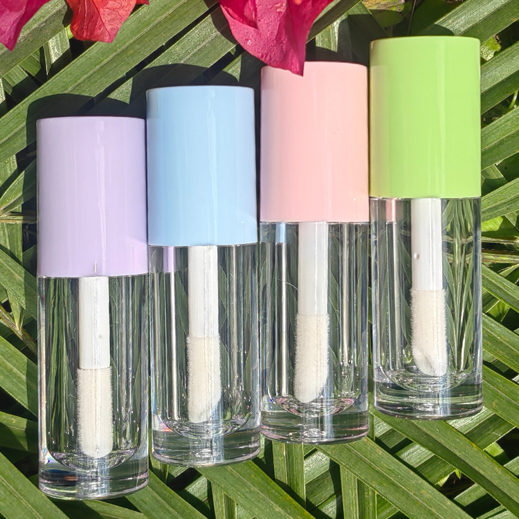 Custom 6ml colorful lip gloss tubes with big brush big wand Cosmetic Packaging empty lip gloss bottles thick wand with big brush