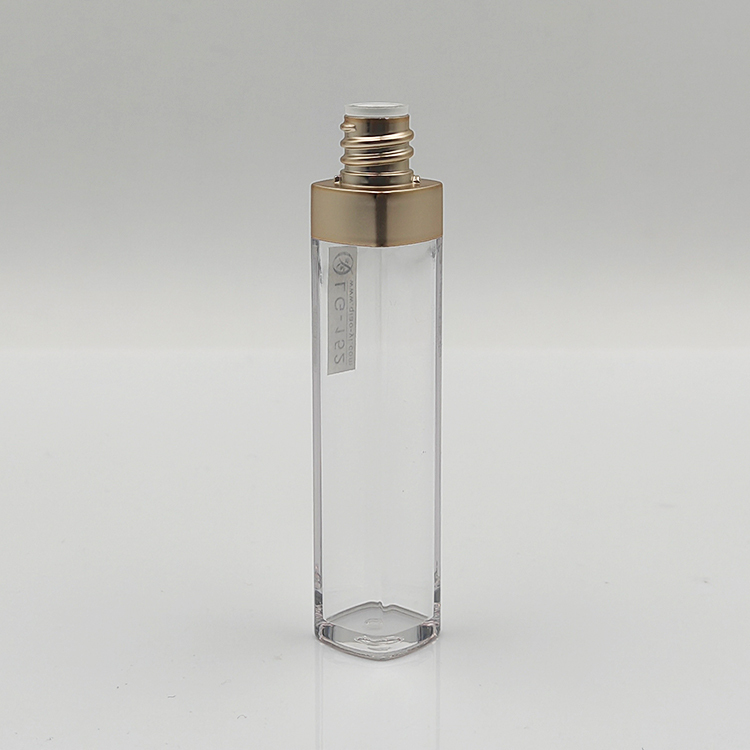 Wholesale popular 7ml square gold lip gloss tube empty with Brush Cosmetic Packaging luxury lip gloss bottles square container