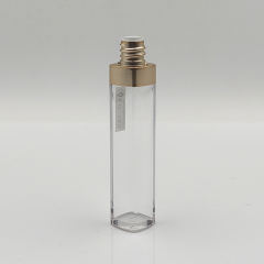 Wholesale popular 7ml square gold lip gloss tube empty with Brush Cosmetic Packaging luxury lip gloss bottles square container