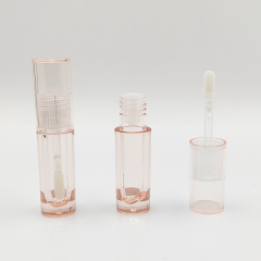 Pink lip gloss bottle Wholesale Custom 3ml round Empty Cosmetic Packaging transparent cute lip gloss tubes with brush