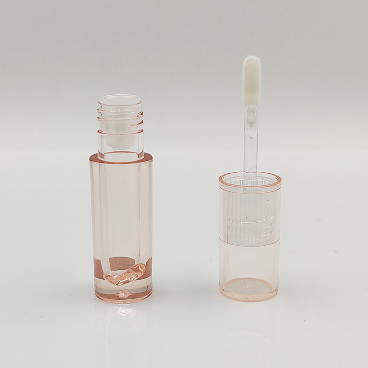 Pink lip gloss bottle Wholesale Custom 3ml round Empty Cosmetic Packaging transparent cute lip gloss tubes with brush