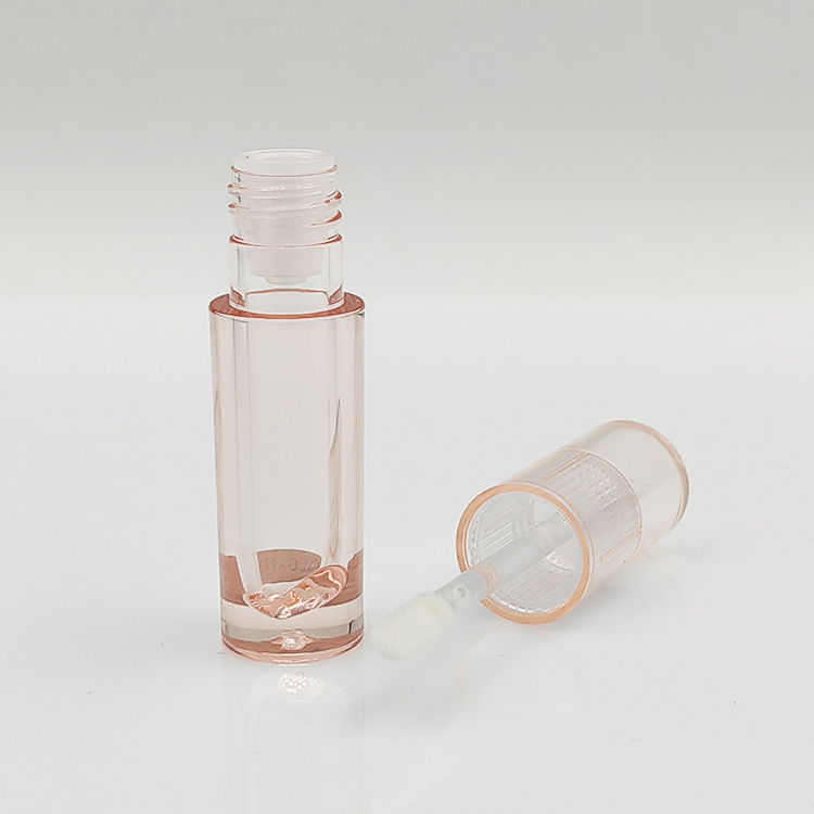 Pink lip gloss bottle Wholesale Custom 3ml round Empty Cosmetic Packaging transparent cute lip gloss tubes with brush