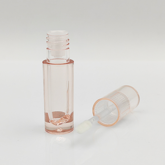 Pink lip gloss bottle Wholesale Custom 3ml round Empty Cosmetic Packaging transparent cute lip gloss tubes with brush