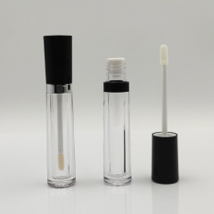 Explosive Models 6ml round black lip gloss bottles for empty cosmetic plastic packaging lip gloss tubes and box custom label
