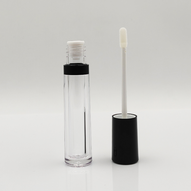 Explosive Models 6ml round black lip gloss bottles for empty cosmetic plastic packaging lip gloss tubes and box custom label