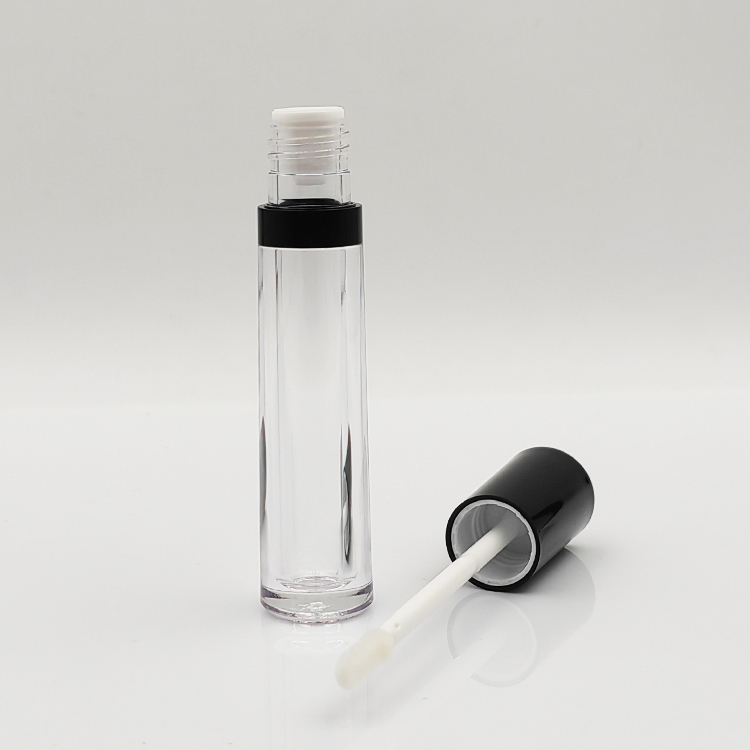 Explosive Models 6ml round black lip gloss bottles for empty cosmetic plastic packaging lip gloss tubes and box custom label