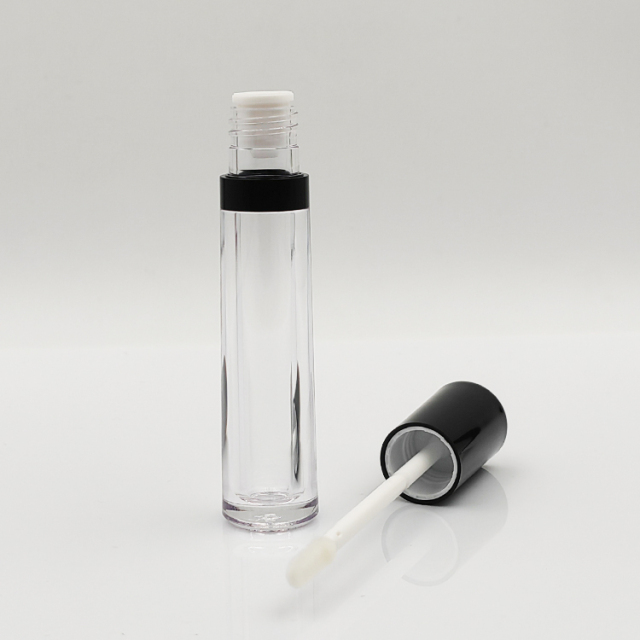 Explosive Models 6ml round black lip gloss bottles for empty cosmetic plastic packaging lip gloss tubes and box custom label