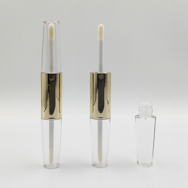 Hot Style Custom 11ml double side round empty crystal lip gloss bottle for plastic cosmetic packaging luxury lip gloss tubes