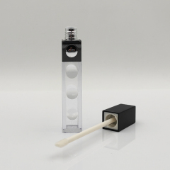 Stylish 9.5ml black cap square lip gloss bottles for empty cosmetic packaging tube wholesale lip gloss empty lipstick tubes