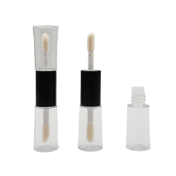 Popular custom 8ml round double side clear lip gloss bottle Empty Plastic Cosmetic Packaging lip gloss tubes with box and logo