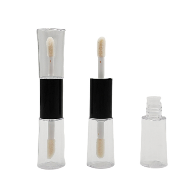 Popular custom 8ml round double side clear lip gloss bottle Empty Plastic Cosmetic Packaging lip gloss tubes with box and logo