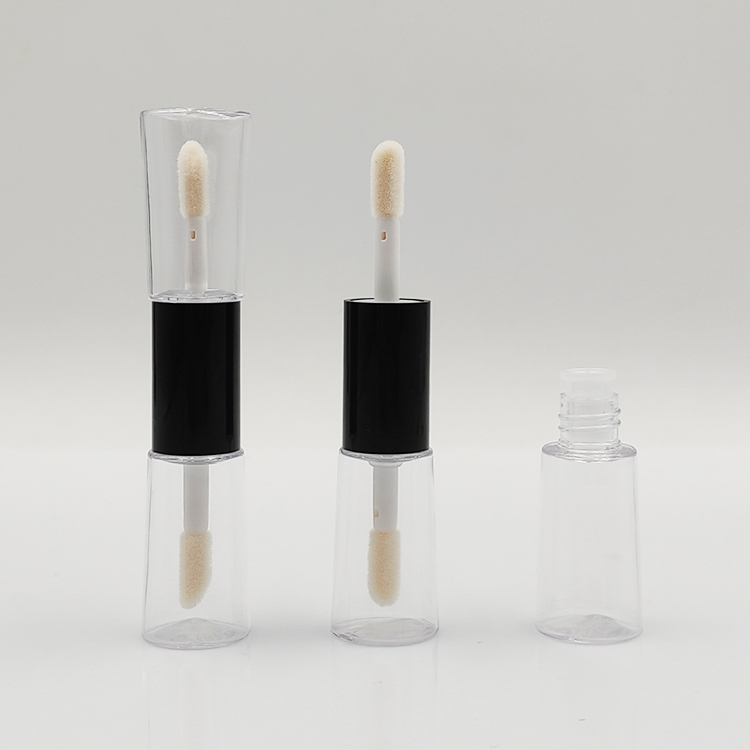 Popular custom 8ml round double side clear lip gloss bottle Empty Plastic Cosmetic Packaging lip gloss tubes with box and logo