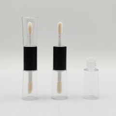 Popular custom 8ml round double side clear lip gloss bottle Empty Plastic Cosmetic Packaging lip gloss tubes with box and logo