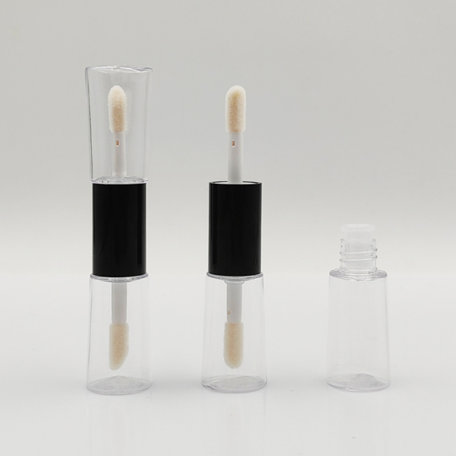 Popular custom 8ml round double side clear lip gloss bottle Empty Plastic Cosmetic Packaging lip gloss tubes with box and logo