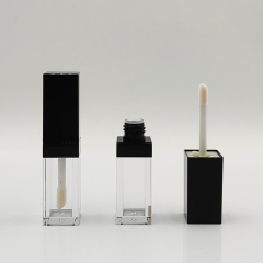 Luxury Wholesale Custom AS 4.5ml square black lip gloss bottles for Plastic Cosmetic Packaging empty lip gloss tube container
