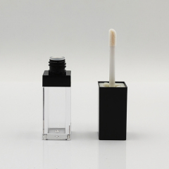 Luxury Wholesale Custom AS 4.5ml square black lip gloss bottles for Plastic Cosmetic Packaging empty lip gloss tube container
