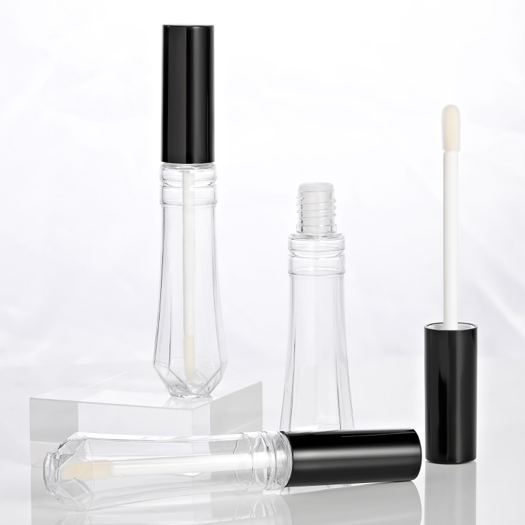Stylish Wholesale Custom conical shape round 10ml lip gloss bottle plastic cosmetic packaging empty lip gloss tubes with wand