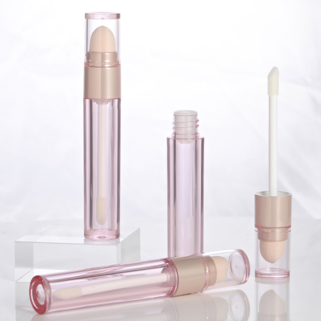 Stylish Wholesale Custom conical shape round 3.5ml lip gloss bottle plastic cosmetic packaging empty lip gloss tubes with wand