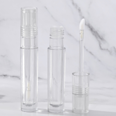 Custom 2.5ml Round Thickened Wall clear lip gloss wand tubes With Brush Empty Cosmetic Packaging engrave lip gloss bottle