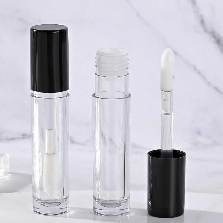 Luxury Custom logo 3ml Round Thickened lip gloss tubes with big brush big wand Empty Cosmetic Packaging lip gloss tubes bottle