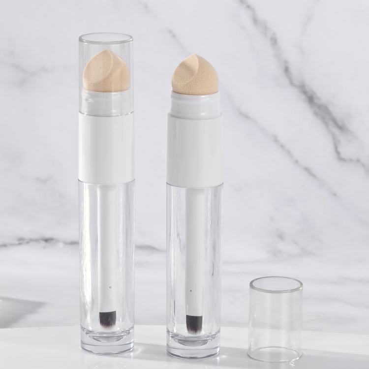 Double-Side 6.2ml Round Thickened Wall lip gloss wand tubes With Fine Brush Sponge applicator lip gloss bottles customized tube