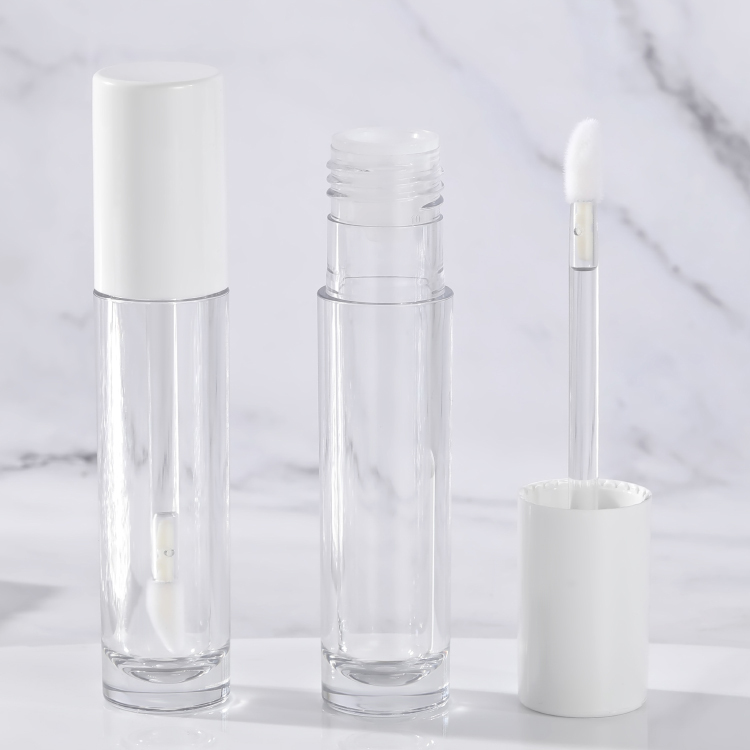 Hot sale 6.2ml Thickened Wall Round lip gloss tubes with wands honey Flocked Brush Cosmetic Packaging lip gloss tube custom logo