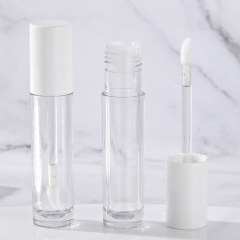 Hot sale 6.2ml Thickened Wall Round lip gloss tubes with wands honey Flocked Brush Cosmetic Packaging lip gloss tube custom logo