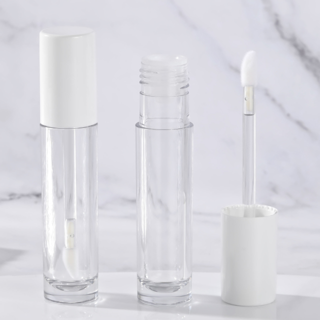 Hot sale 6.2ml Thickened Wall Round lip gloss tubes with wands honey Flocked Brush Cosmetic Packaging lip gloss tube custom logo