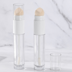 Innovative Double-Side Round Lip Gloss Tube with wand Flocked and Sponge Brush Thickened Wall container empty lip gloss bottles