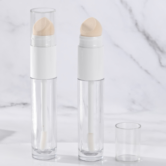 Innovative Double-Side Round Lip Gloss Tube with wand Flocked and Sponge Brush Thickened Wall container empty lip gloss bottles