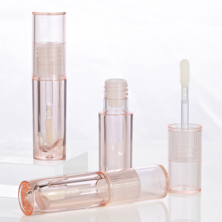 Pink lip gloss bottle Wholesale Custom 3ml round Empty Cosmetic Packaging transparent cute lip gloss tubes with brush