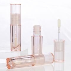 Pink lip gloss bottle Wholesale Custom 3ml round Empty Cosmetic Packaging transparent cute lip gloss tubes with brush