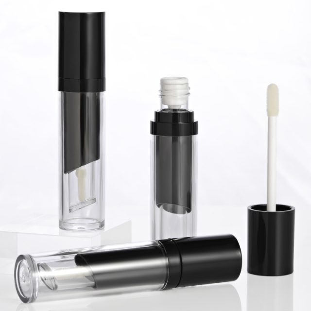 New Arrival Wholesale 4.5ml round lip gloss bottles customized empty cosmetic packaging black lip gloss tube for liquid lipstick