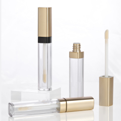 Wholesale popular 7ml square gold lip gloss tube empty with Brush Cosmetic Packaging luxury lip gloss bottles square container
