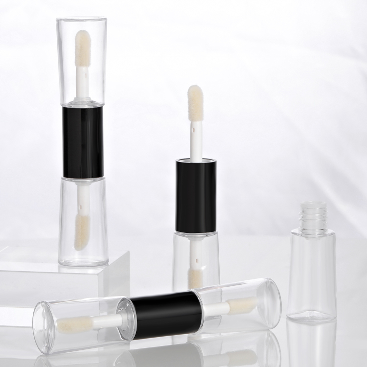 Popular custom 8ml round double side clear lip gloss bottle Empty Plastic Cosmetic Packaging lip gloss tubes with box and logo