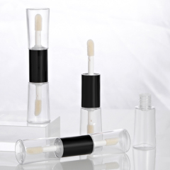 Popular custom 8ml round double side clear lip gloss bottle Empty Plastic Cosmetic Packaging lip gloss tubes with box and logo