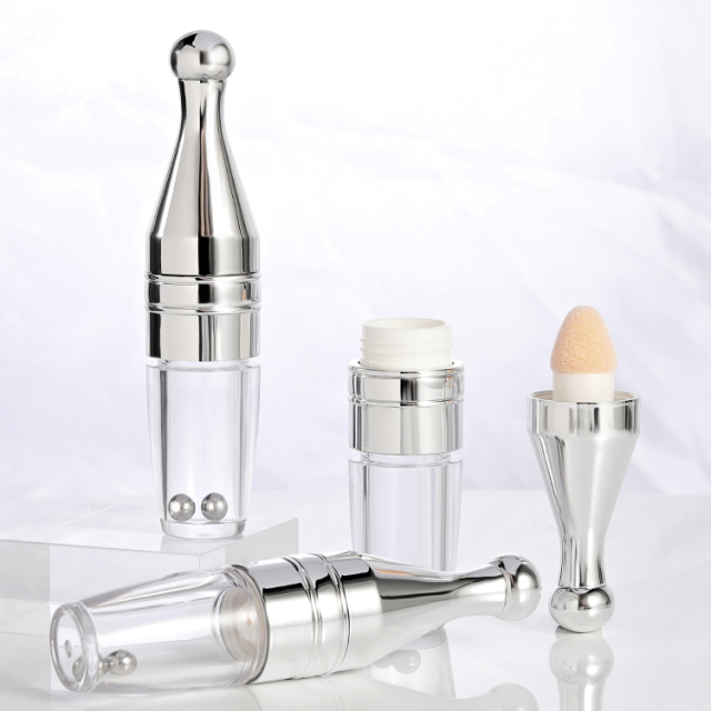 Stylish Wholesale Custom 6ml crystal wave empty lips gloss wand tube with stainless steel balls exotic empty lip gloss bottles