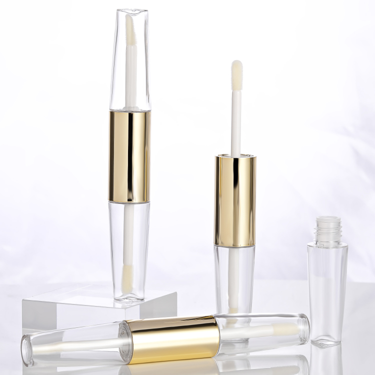 Hot Style Custom 11ml double side round empty crystal lip gloss bottle for plastic cosmetic packaging luxury lip gloss tubes