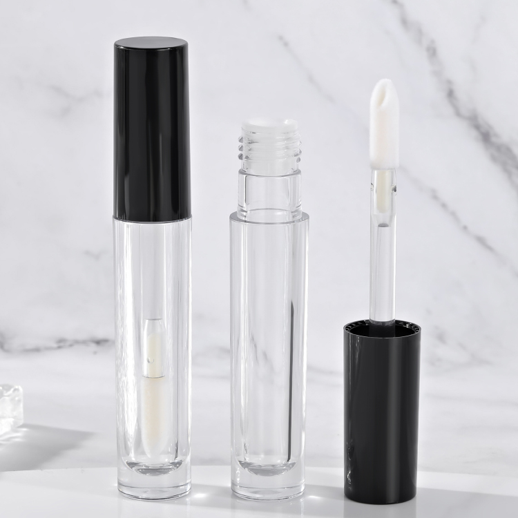 Custom Logo Thickened Wall Round lip gloss tubes big wand with Big Flocked Brush Empty Cosmetic Packaging clear lip gloss bottle