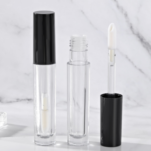 Custom Logo Thickened Wall Round lip gloss tubes big wand with Big Flocked Brush Empty Cosmetic Packaging clear lip gloss bottle