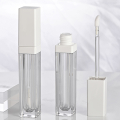 Luxury Custom Square lip gloss wand tubes with Flocked Brush Empty Cosmetic Packaging Thickened Wall 6ml lip gloss bottle