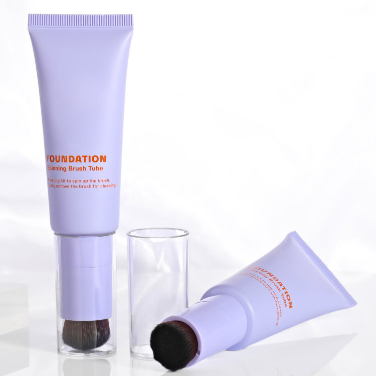 Newly Designed 50ml Spinning Brush Tubes with Brush Applicator screen printing package round plastic tube for cosmetics