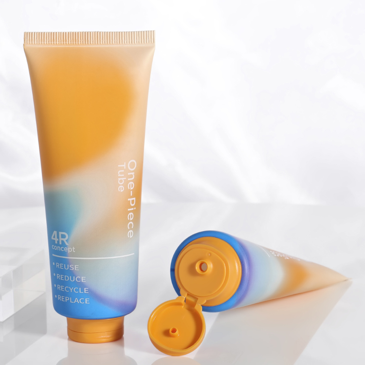 Mono-material 100ml squeeze plastic packaging with flip cap One Piece cosmetic lotion Tube Empty hand cream container